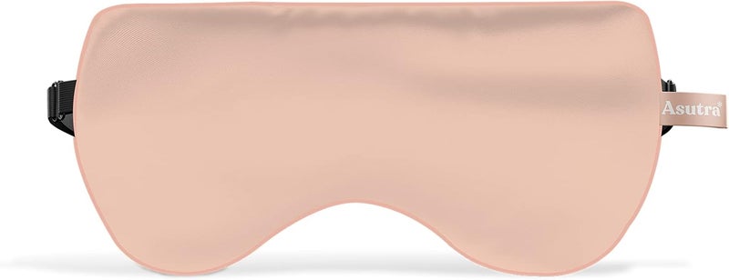 Asutra Silk Eye Pillow for Sleep, Light Pink - Filled w/Lavender Buds & Flax Seeds, Weighted Eye Mask, Meditation & Light Blocking Blindfold, Cooling Gel Mask Included - Image 1